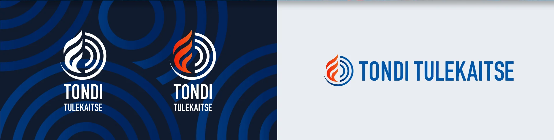 Tondi Tulekaitse uus logo tumesinisel ja heledal taustal